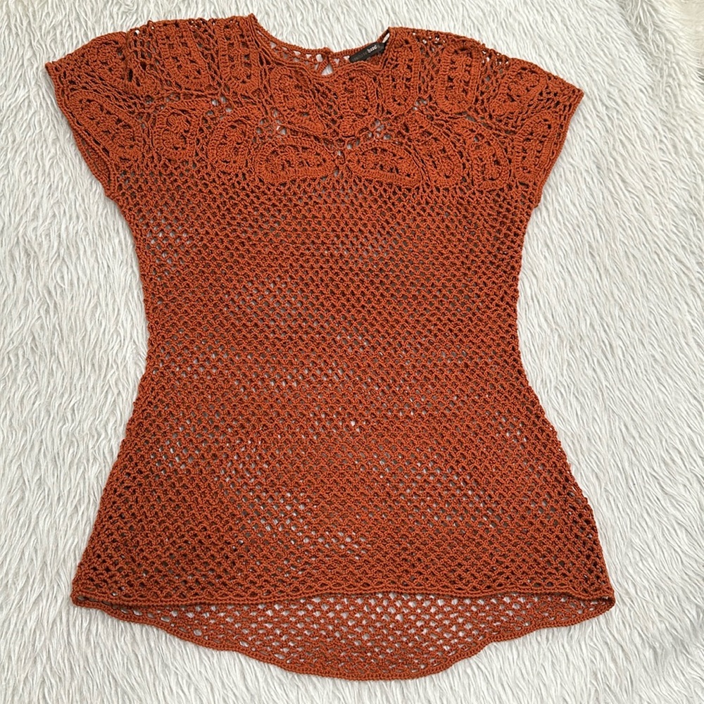 Anthropologie orange crochet summer top size medium